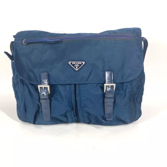 PRADA B1738 triangle logo triangle logo plate bag across the body Shoulder Bag - Picture 1 of 14